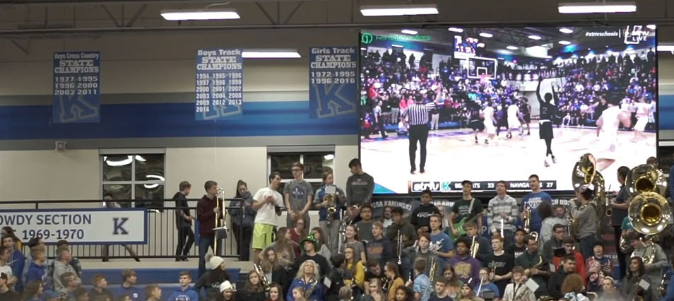 iB1609 Basketball LED Video Scoreboard with Video Feed at Kearney High School