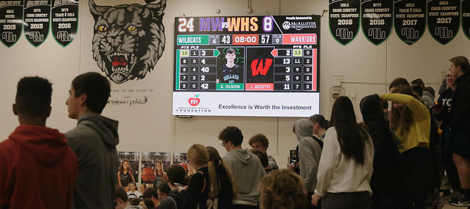 iB1410 Basketball LED Video Scoreboard with Player Accolade at Millard West High School