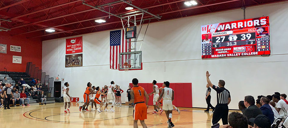 iB1408 Basketball LED Video Scoreboard with Leaderboard at Wabash Valley Community College