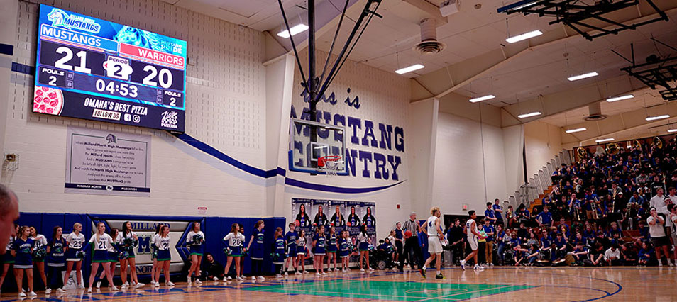 iB1609 Basketball LED Video Scoreboard with Leaderboard at Glenwood High School 2