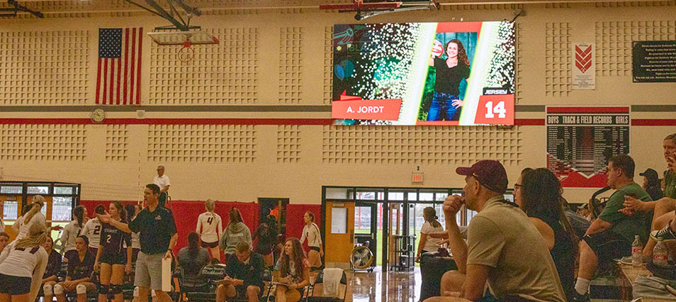 iB1410 Basketball LED Video Scoreboard with Leaderboard at Millard West High School