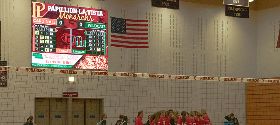 iB1410 Basketball LED Video Scoreboard with Player Accolade at Millard West High School