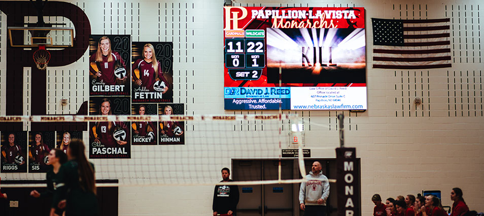 iB1410 Basketball LED Video Scoreboard with Player Accolade at Millard West High School