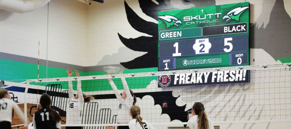 iB1410 Basketball LED Video Scoreboard with Player Accolade at Millard West High School